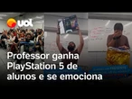 Professor ganha PlayStation 5 dos alunos e se emociona com a surpresa em Recife; veja vídeo
