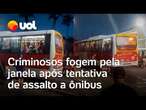 Criminosos fogem pela janela após tentativa de assalto a ônibus; confusão para o trânsito no Rio