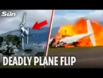 Horror moment plane flips upside down and crashes into fireball during disastrous take-off