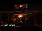 World Cup bus set on fire in Manhattan after Knicks championship win