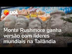 ‘Monte Rushmore’ ganha versão com rostos de Trump, Putin, Xi Jinping e Kim Jong-un na Tailândia