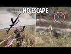 Russian soldier throws rifle at kamikaze drone in desperate bid to escape no man's land pursuit