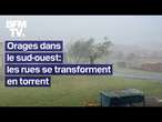 Orages dans le Sud-Ouest: des rues se transforment en torrent