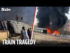 At least 24 killed in Pakistan train bombing which caused carriages to overturn