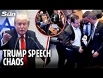 Angry left wing Israeli politician heckles Trump's Knesset speech as security drag him out