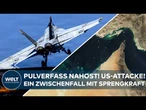 EXPLOSION BEI DER STRAßE VON HORMUS: Seeblockade durchbrochen? US-Kampfjet feuert Rakete auf Schiff