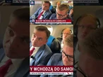 Stewardesa informuje Ziobro o służbach czekających na płycie lotniska Okęcie.