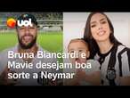 Bruna Biancardi e Mavie desejam boa sorte a Neymar na volta ao Santos; veja o vídeo