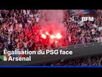 Ousmane Dembélé égalise pour le PSG face à Arsenal, le Parc des Princes exulte