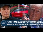 TRUMP UND DER TESLA: Öffentlicher Bruch mit Elon Musk – rotes E-Auto soll verkauft werden!