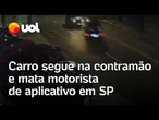 Carro entra na contramão e mata motorista de aplicativo em Guarulhos; vídeo mostra momento