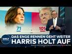 US-WAHL 2024: Es bleibt knapp! Kamala Harris kann gegen Donald Trump aufholen | WELT Analyse