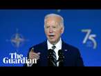 Nato summit: Biden announces air defence systems for Ukraine, honours Stoltenberg – video