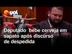 Deputado australiano bebe cerveja dentro de sapato após fazer discurso de despedida; veja vídeo