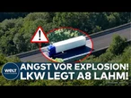 EXPLOSIONSGEFAHR AUF DER A8: 300 Menschen wegen Gefahrgut-Lkw evakuiert!