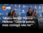 Tabata rebate Marina Helena antes de debate do SBT: 'Queria o palco dela, mas comigo não ter'