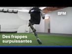 Un robot chinois frappe tellement fort dans un ballon qu'il en perce le mur