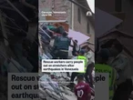 Rescue workers carry people out on stretchers after earthquakes in Venezuela