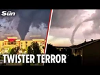 Horror moment HUGE tornado looms over North Dakota city as people warned to seek shelter