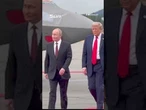 Trump greets Putin with B-2 nuke bomber in massive show of force #trump #putin #alaska