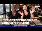 Deux youtubeurs échappent de peu à un drame après qu'une voiture percute la vitre d'un restaurant