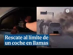 El rescate de película de un policía a un conductor de su coche en llamas