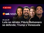 Lula se retrata após gafe; Flávio Bolsonaro se defende; Trump envia porta-aviões ao Caribe e mais