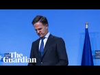 Nato chief Rutte gives press conference following meeting with defence ministers – watch live