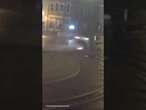 Dramatic moment out of control car goes AIRBORNE