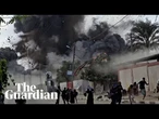 Palestinians flee after Israeli airstrike in Deir al-Balah, Gaza