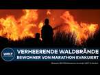 MARATHON: Verheerende Waldbrände wüten in Griechenland | Tausende Einwohner evakuiert!