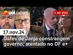 Janja e Elon Musk: gafes constrangem governo no G20; Biden no Brasil, atentado no STF e+ | UOL News