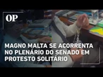 Magno Malta se acorrenta no plenário do Senado em protesto solitário