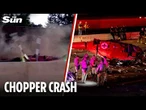 Moment helicopter CRASHES into California freeway next to terrified drivers