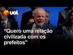 Lula se reúne com prefeitos e busca aproximação: 'Ninguém será discriminado por não gostar de mim'