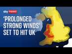 Storm Darragh: Rare red weather warning issued, with Britain set to be battered by strong winds