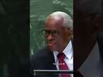 Funny moment Haitian politician sips from a massive jug of water during his UN speech