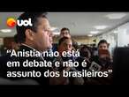 Alcolumbre fala após denúncia contra Bolsonaro: 'Anistia não está em debate'