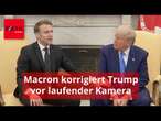 Plötzlich packt Macron Trump am Arm und korrigiert ihn bei Ukraine-Behauptung