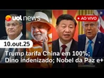 Trump taxa China em 100%; Dino ganha ação de R$ 1,2 mi contra hospital; Lula fala sobre Venezuela e+