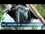 AUTO IM TIEFFLUG: Unfall - Wagen kracht in Scheunendach und erfasst vorher noch Jungen auf Trampolin