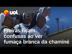 Freiras ficam confusas ao ver fumaça branca saindo de chaminé; veja o momento