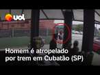 Homem é atropelado por trem em Cubatão (SP) e tem múltiplas fraturas; vídeo