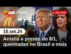 Anistia a presos do 8 de janeiro em pauta; 1º debate entre Kamala x Trump e mais | UOL News ao vivo