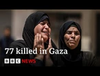 Gaza rescuers say 77 people killed by Israeli air strikes | BBC News