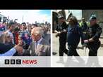 Aboriginal protester arrested as crowds greet King and Queen on Sydney tour | BBC News