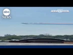 A patriotic flyover across the Hudson River