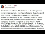 Trump anuncia fim da ajuda financeira à Colômbia porque país ‘promove’ a produção de drogas | AFP