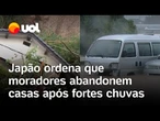 Japão ordena que moradores abandonem suas casas durante fortes chuvas e enchentes; veja vídeo