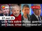 Lula diz a Trump para Rubio negociar 'sem preconceito'; guerra em Gaza; crise metanol e soja dos EUA